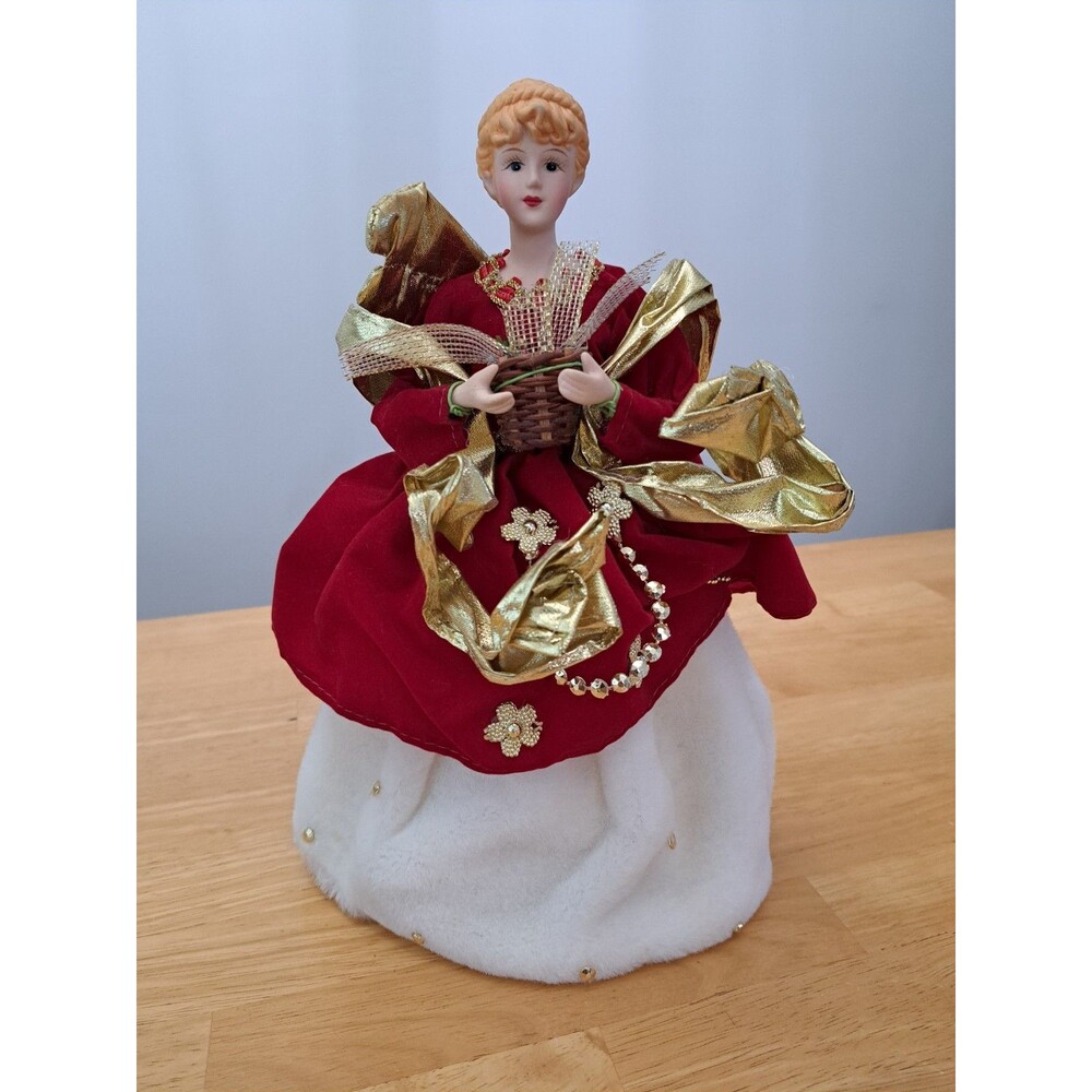 Vintage Angel Christmas Tree Topper Ceramic Head 12"
